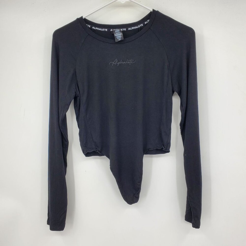 NWT Alphalete Black Tie Knot Cropped Long Sleeve Athletic‎ Shirt Medium